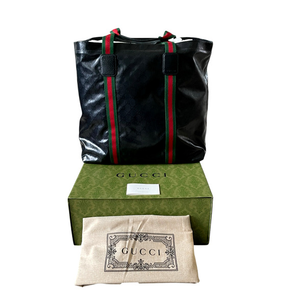GUCCI Black GG Crystal Canvas Medium Tote Bag New & Authentic - Picture 8 of 11
